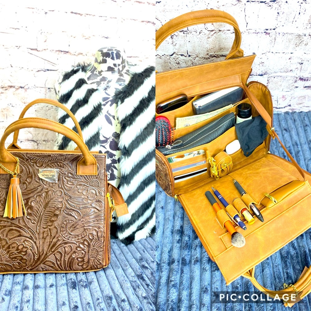 Bol organizer Leather hand painted bag crossbody